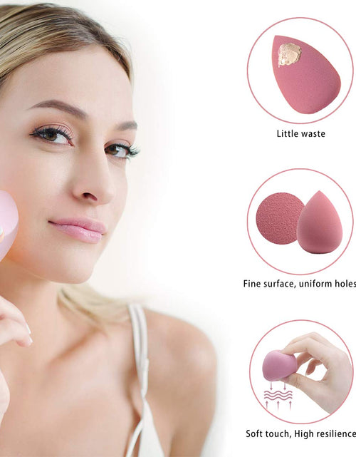 Load image into Gallery viewer, 5 Pcs Makeup Sponges Set - 4 Beauty Sponges Blending Blenders with 1 Holder and Egg Case, Flawless for Cream, Powder and Liquid (Pink)
