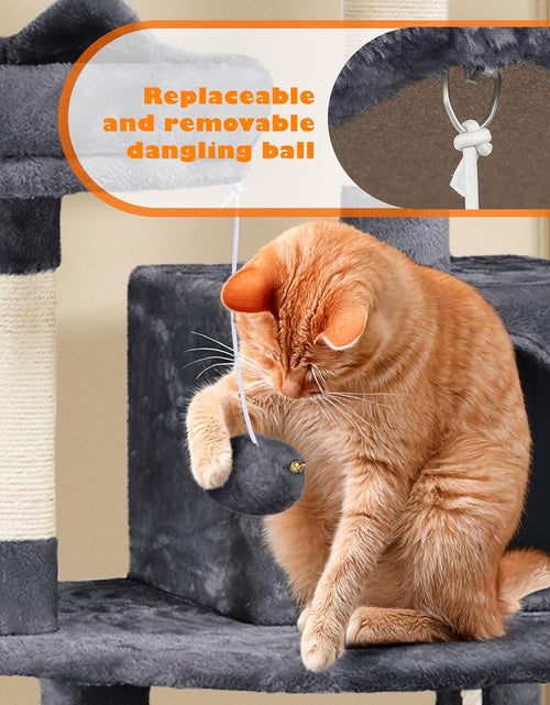 Load image into Gallery viewer, 62.2 Inches Cat Tree Cat Towers Cat Condo with Platform &amp; Hammock, Scratching Posts for Kittens Pet Play House with Plush Perch for Indoor Activity Relaxing
