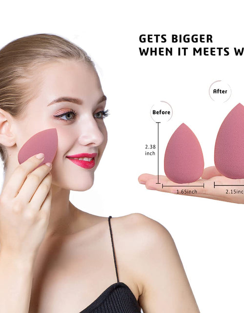 Load image into Gallery viewer, 5 Pcs Makeup Sponges Set - 4 Beauty Sponges Blending Blenders with 1 Holder and Egg Case, Flawless for Cream, Powder and Liquid (Pink)
