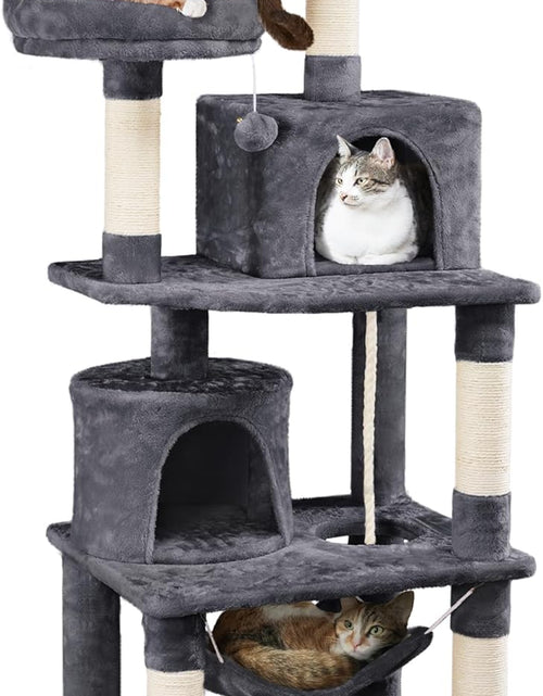 Load image into Gallery viewer, 62.2 Inches Cat Tree Cat Towers Cat Condo with Platform &amp; Hammock, Scratching Posts for Kittens Pet Play House with Plush Perch for Indoor Activity Relaxing
