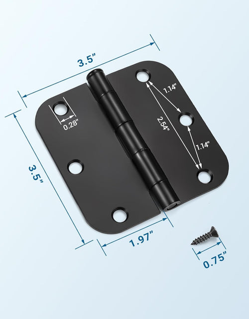 Load image into Gallery viewer, 42 Pack Black Door Hinges, 3.5&quot; X 3.5&quot; Square W 5/8&quot; Radius Corner Interior Door Hinges with Black Finish
