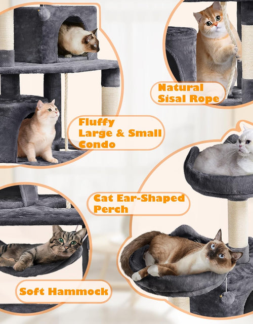 Load image into Gallery viewer, 62.2 Inches Cat Tree Cat Towers Cat Condo with Platform &amp; Hammock, Scratching Posts for Kittens Pet Play House with Plush Perch for Indoor Activity Relaxing
