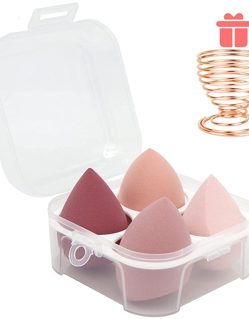 Load image into Gallery viewer, 5 Pcs Makeup Sponges Set - 4 Beauty Sponges Blending Blenders with 1 Holder and Egg Case, Flawless for Cream, Powder and Liquid (Pink)
