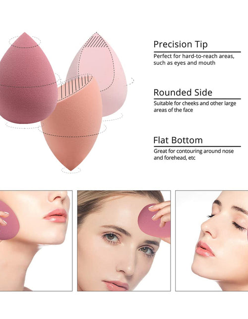 Load image into Gallery viewer, 5 Pcs Makeup Sponges Set - 4 Beauty Sponges Blending Blenders with 1 Holder and Egg Case, Flawless for Cream, Powder and Liquid (Pink)
